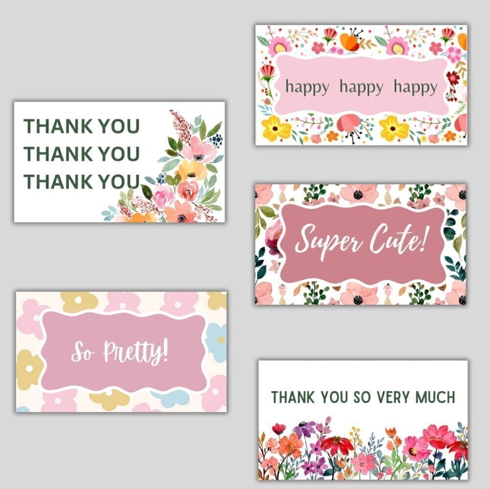 Thank You Cards: 50 Count / 5 Designs